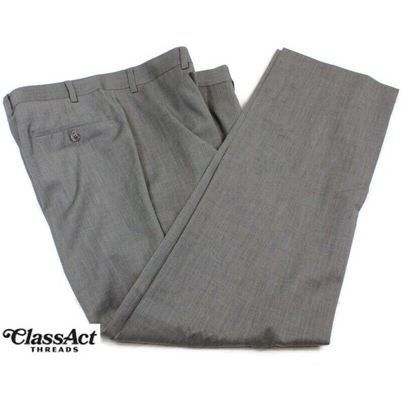 Calvin Klein Dress Pants Gray Wool Flat Fronts Sz 36R  36" X 31" - Picture 1 of 8